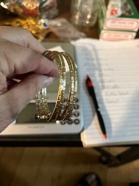 Gold Textured Multi-Band Cuff Bracelet - Women Jewelry 1482